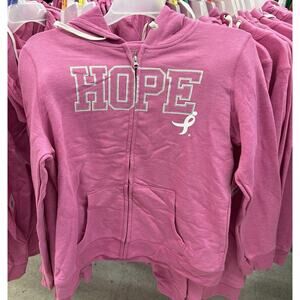 Susan G. Komen Women's Hoodie Full Zip Hope Breast Cancer Graphic Pink 2XL XXL